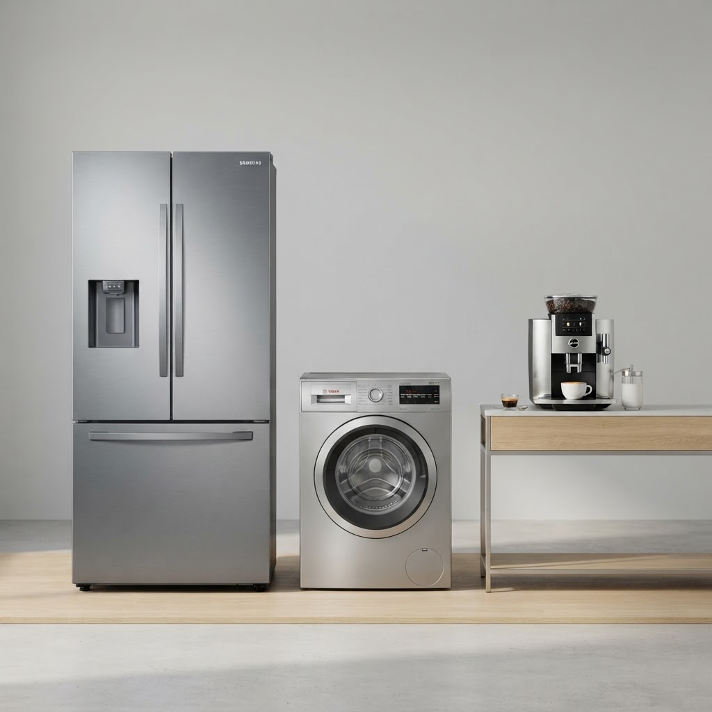 Stainless steel refrigerator, washing machine and coffee machine